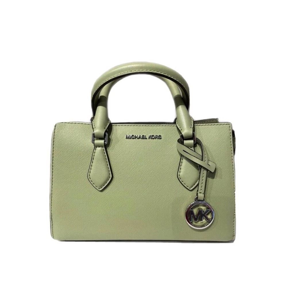 MICHAEL KORS SHEILA SMALL CENTER ZIP SATCHEL SHOULDER CROSSBODY BAG LIGHT SAGE